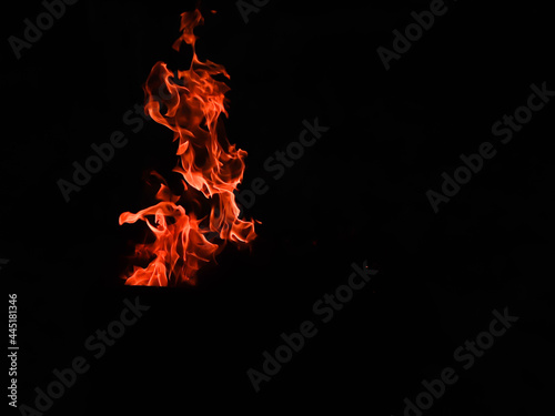 fire  flame on a black background