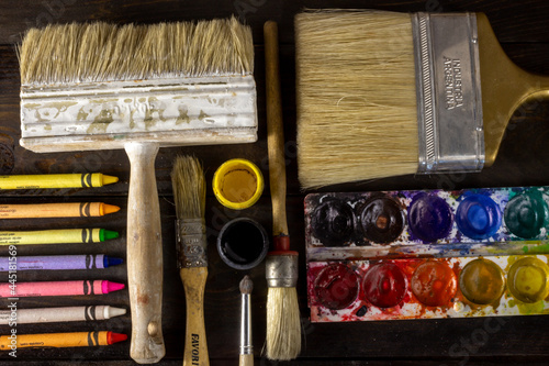 brushes and paints