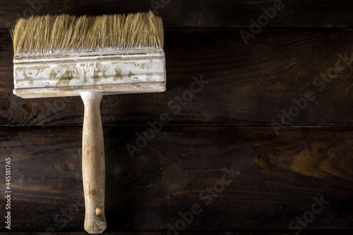 paint brush on wooden background