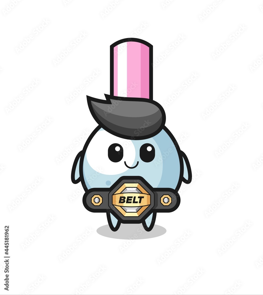 the MMA fighter cotton bud mascot with a belt the MMA fighter cotton bud mascot with a belt