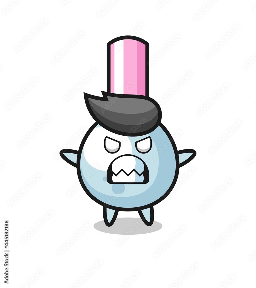 wrathful expression of the cotton bud mascot character
