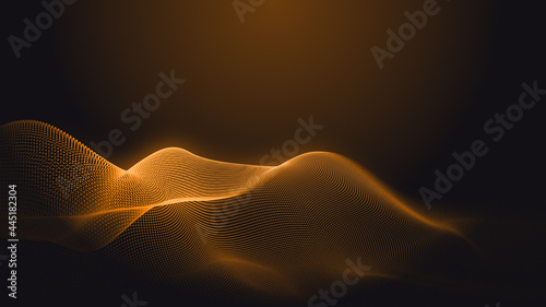 Dot orange wave light screen gradient texture background. Abstract  technology big data digital background. 3d rendering.