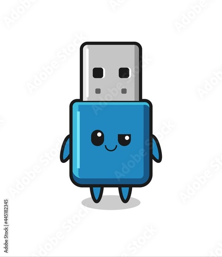 flash drive usb cartoon with an arrogant expression