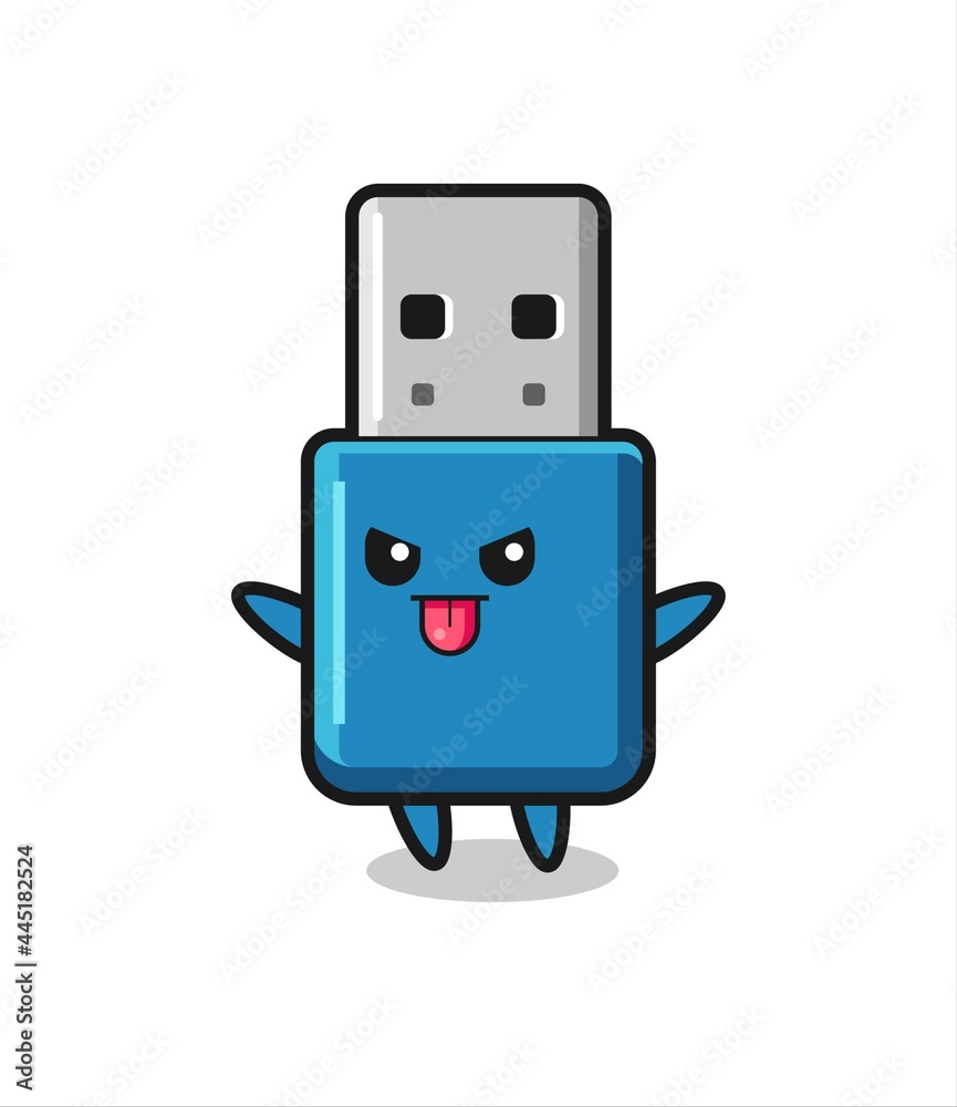 naughty flash drive usb character in mocking pose