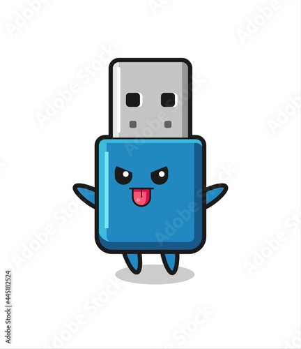 naughty flash drive usb character in mocking pose