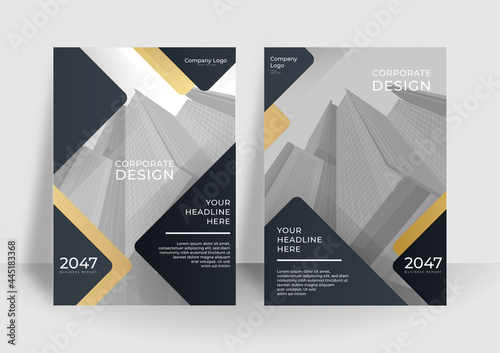 Modern cover design set. Luxury creative line pattern in premium colors: black, gold and white. Formal vector for notebook cover, business poster, brochure template, magazine layout, corporate report