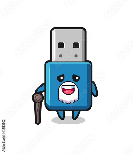 cute flash drive usb grandpa is holding a stick
