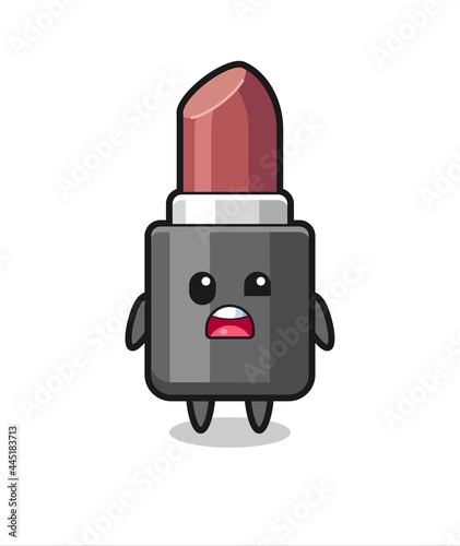 the shocked face of the cute lipstick mascot