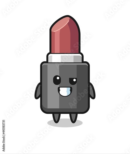 cute lipstick mascot with an optimistic face