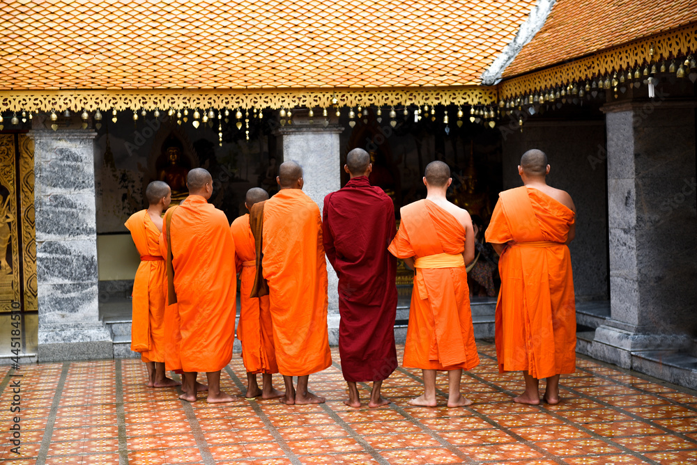 Photography buddhist monk in the temple