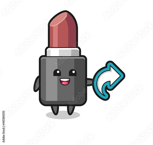 cute lipstick hold social media share symbol