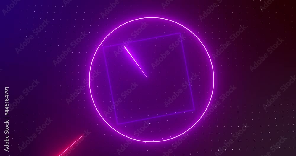 Animation of rotating red and pink neon shapes with pink and red laser beams on dark background Animation of rotating red and pink neon shapes with pink and red laser beams on dark background