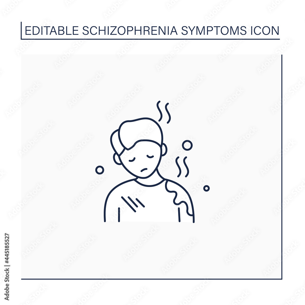 Poor care line icon. Personal hygiene deterioration. General apathy