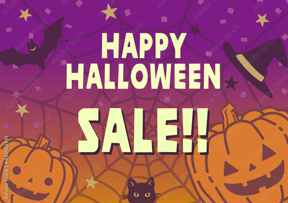 ハロウィンのかわいい背景イラスト(秋セールのバナー素材) ハロウィンのかわいい背景イラスト(秋セールのバナー素材)