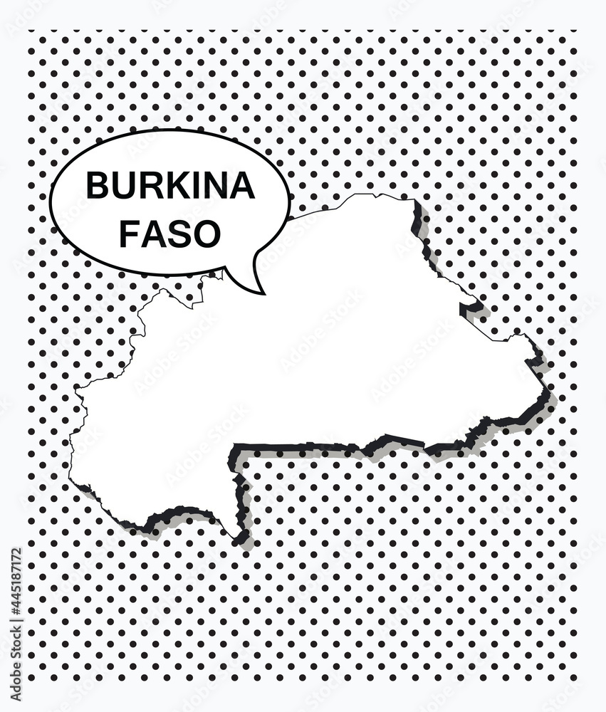 Pop art map of burkina Faso