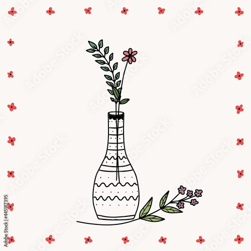 Beautiful blooming composition with leaves and stem isolated on white. Flowering plants and herbs.