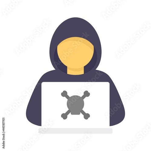 Criminal hacker icon flat isolated vector