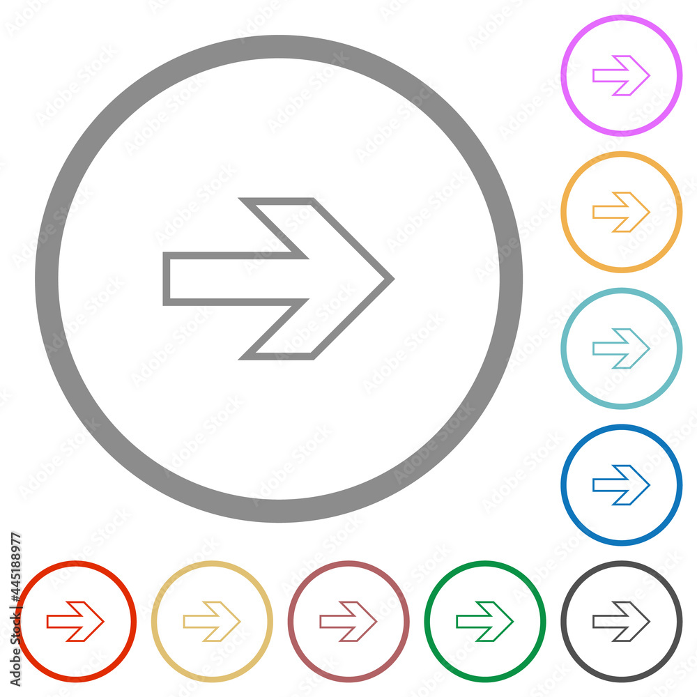 Right arrow outline flat icons with outlines Right arrow outline flat icons with outlines