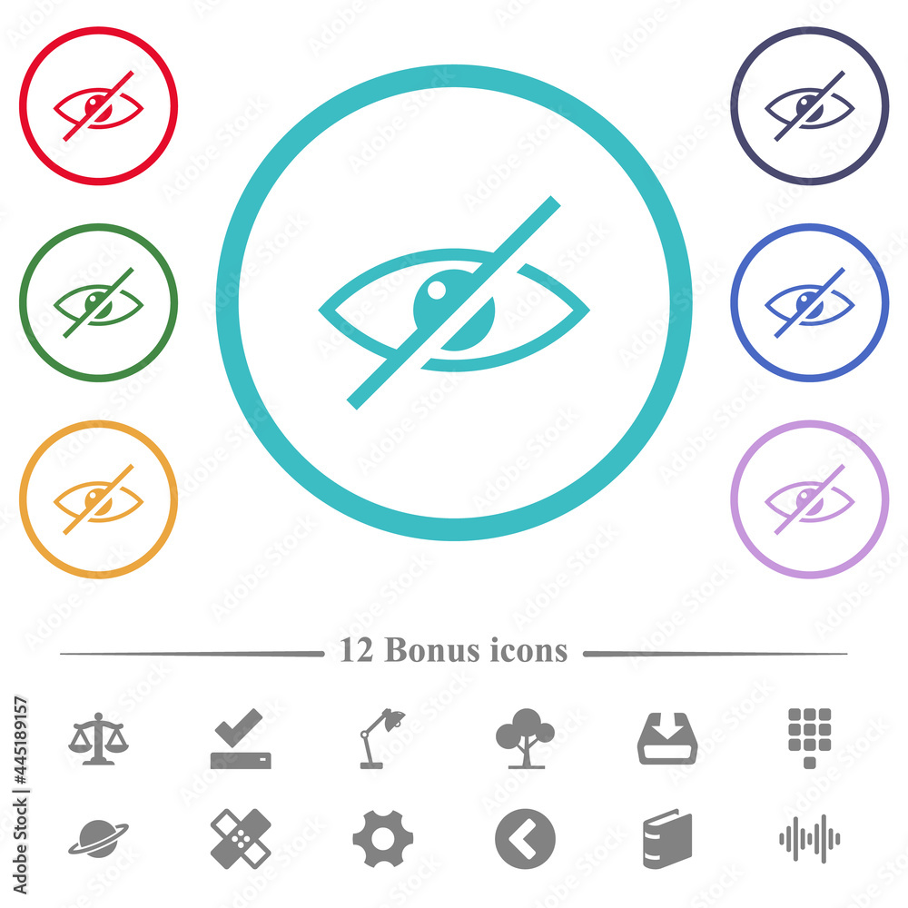 Visually impaired flat color icons in circle shape outlines Visually impaired flat color icons in circle shape outlines