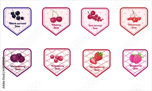 Vector set of berries jam labels