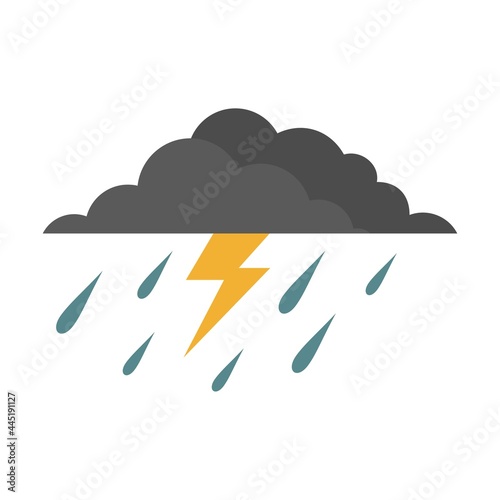 Thunderstorm icon flat isolated vector