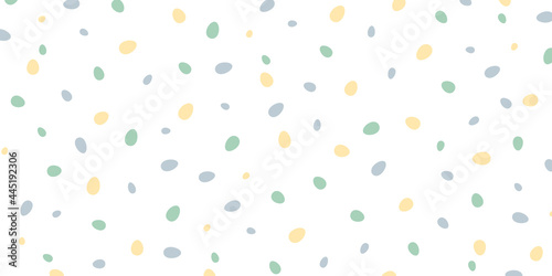 Vector illustration seamless on a white background Pattern of yellow Easter eggs. Design of banner postcards packaging