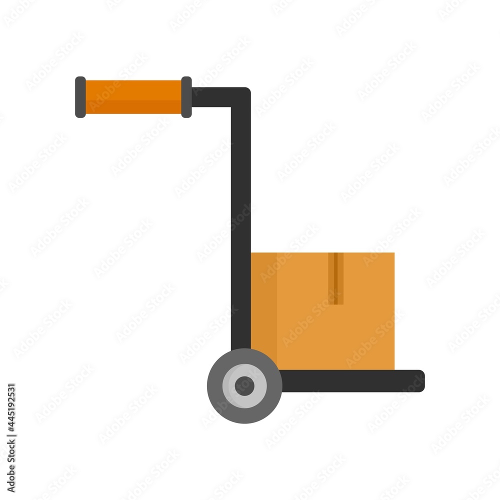 Hand parcel cart icon flat isolated vector