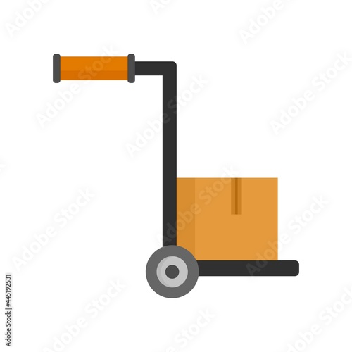 Hand parcel cart icon flat isolated vector