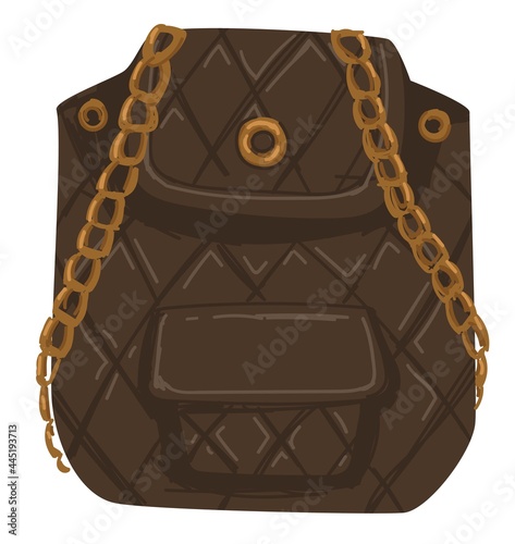 Leather bag with decorative chains and pockets