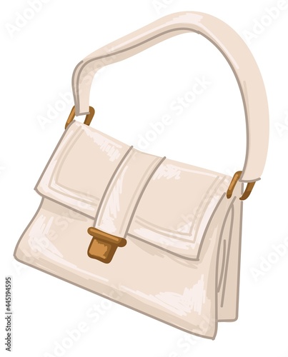 Vintage leather bag with strap, retro handbag 1970