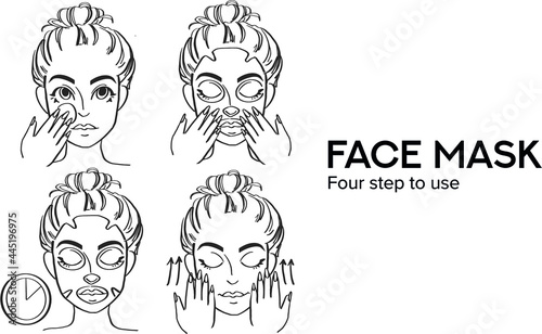 Face mask instruction sketch four steps to use
