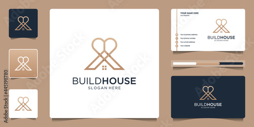 House love or home loan logo design and business card design template