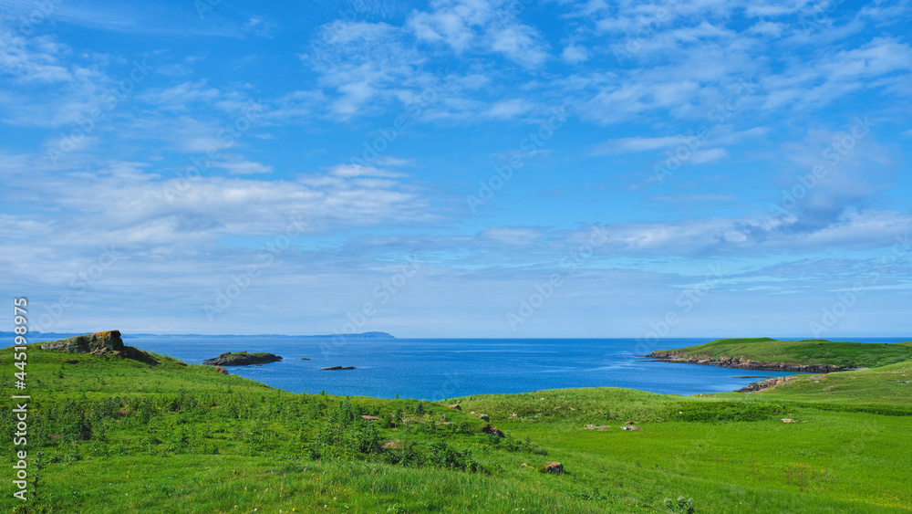 Handa Island in the Highlands with the Old Man of Stoer in the distance