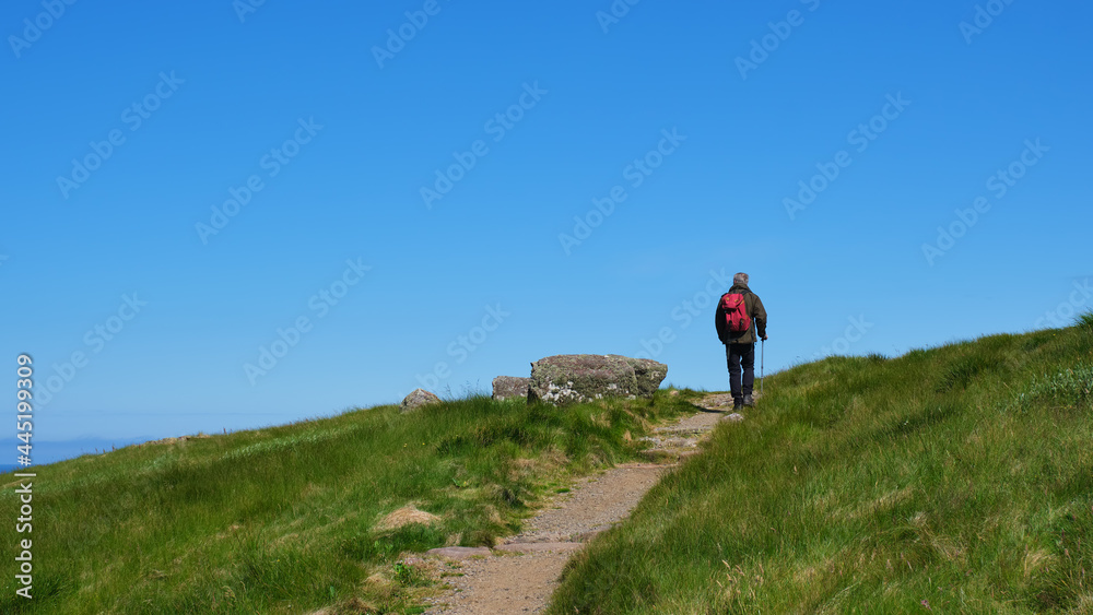 Walker on Handa Island in the Highlands