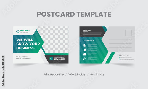 Corporate business postcard template or EDDM postcard design layout, Business postcard