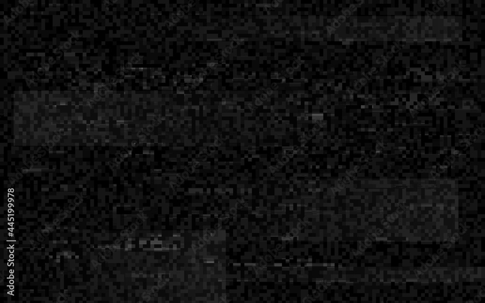 Fototapeta premium Glitch pixel background. Digital video distortions. Error data concept. No signal template. Pixel noise and shapes. Damaged image. Cyberpunk backdrop. Vector illustration