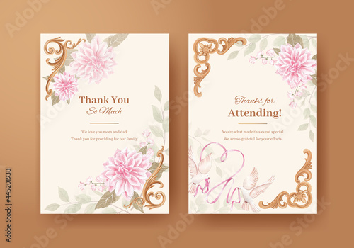 Card template with cottagecore flowers concept watercolor style