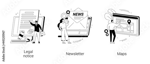 Company website menu abstract concept vector illustrations.