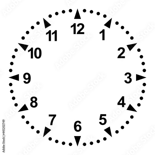 Excellent watch face on a transparent background. For wall clocks and wristwatches. A dial with minutes, seconds and Arabic numerals.
