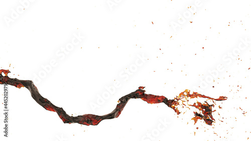 Cola splash. Isolated on a white background. 3d rendering illustration. High resolution.