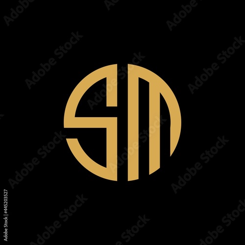 Monogram Initial SM circle logo design inspiration