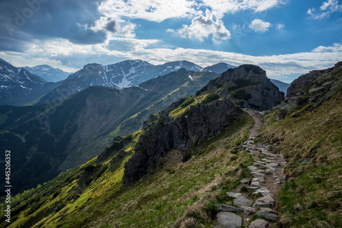 Ridge hiking trail in the Tatra Mountains.