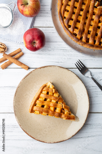 Homemade apple pie with red...