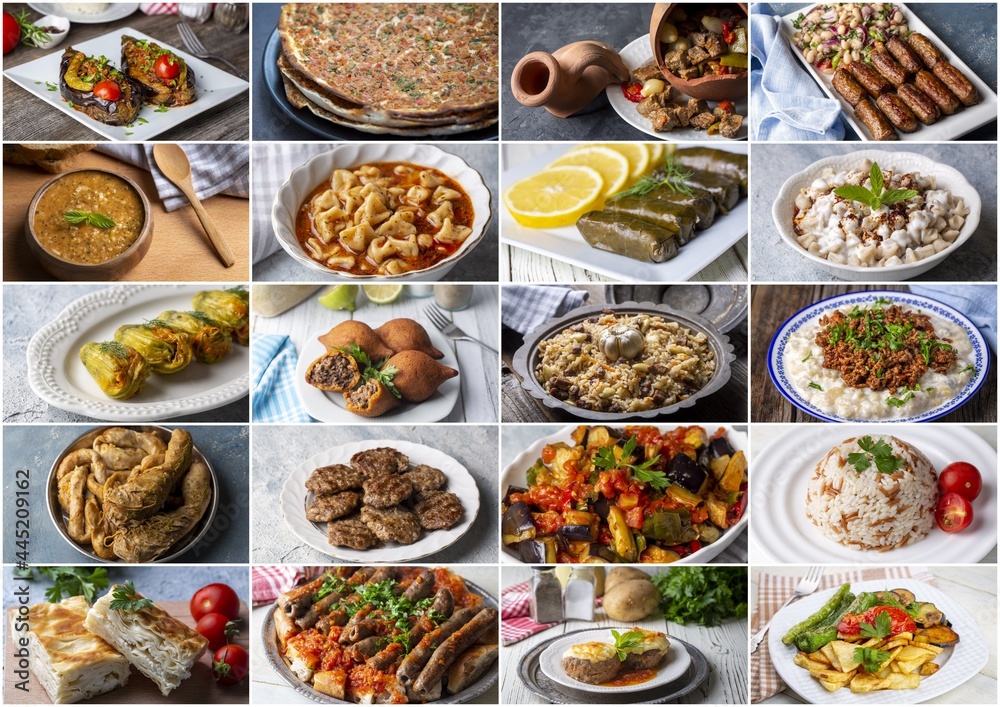 Traditional delicious Turkish foods collage Traditional delicious Turkish foods collage