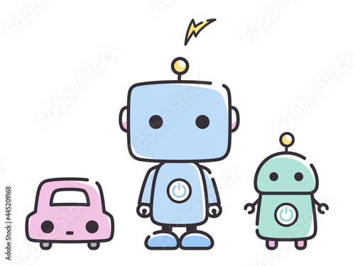 シンプルな線のかわいいロボットのイラスト