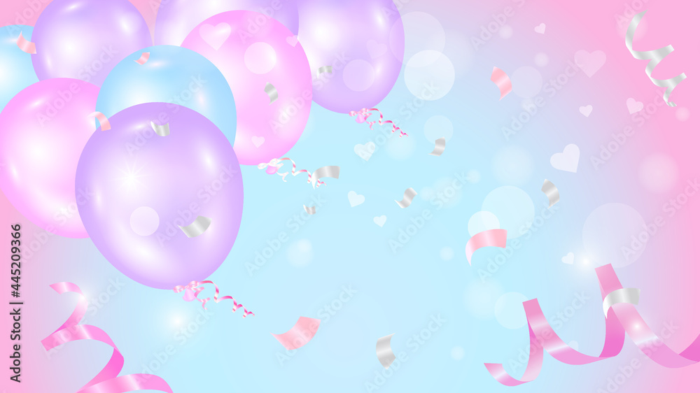 Festive background, banner with balloons.