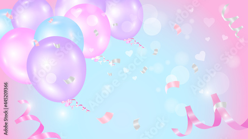 Festive background, banner with balloons.