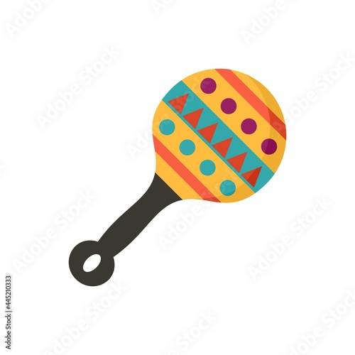 Mexican maraca icon flat isolated vector photo