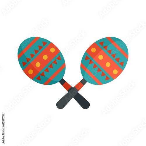 Mexican maracas icon flat isolated vector