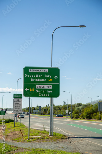 Road signs for M1 Bruce Highway.